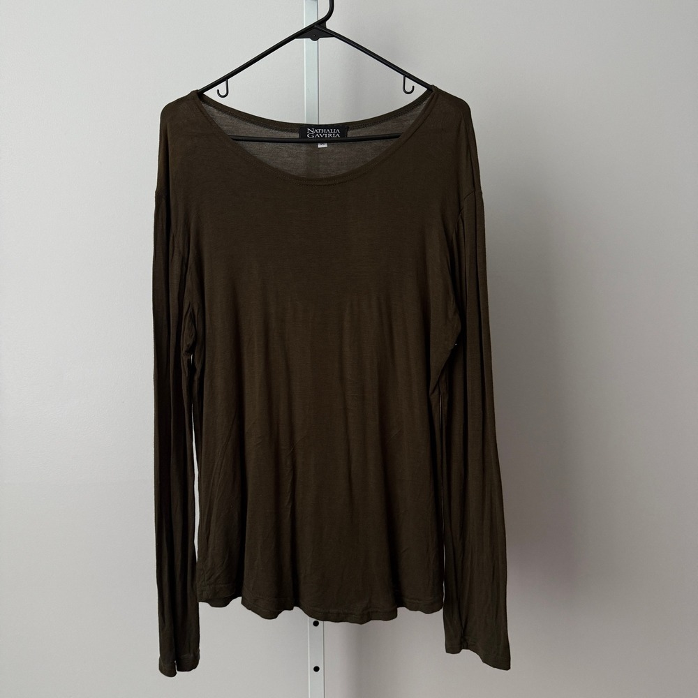 Nathalia Gaviria M Brown Top Sheer Shirt Flowy Relaxed‎ Shabby Festival slouchy